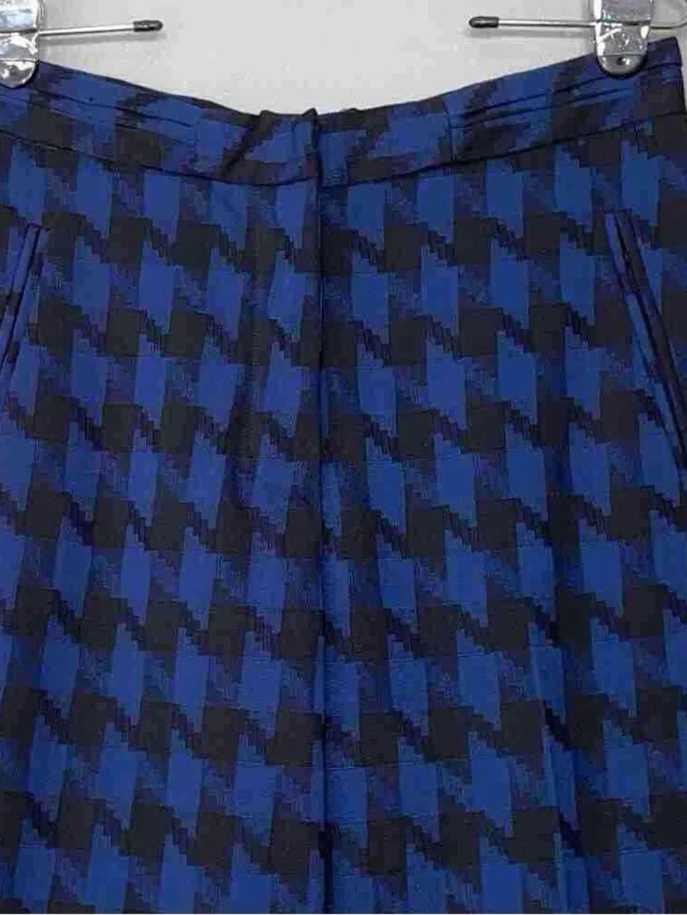 Anthropologie Blue and Black Houndstooth Wide-Leg Trousers